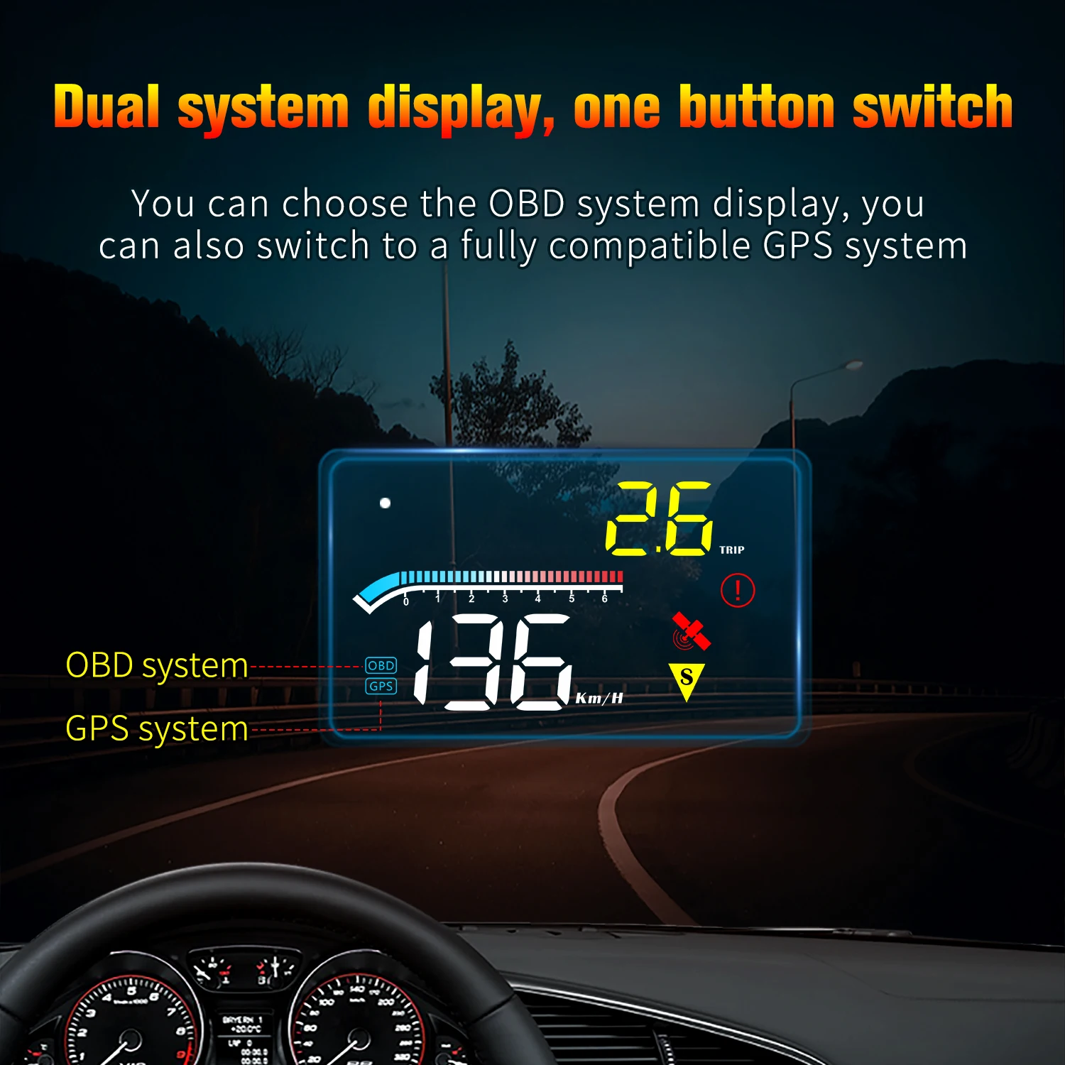 Фото OBD + GPS спидометр M17 для HUD, проектор на лобовое стекло, проекционный дисплей, автомобильные часы с оборотами в минуту, авто электронные аксессуары по индивидуальному заказу №4
