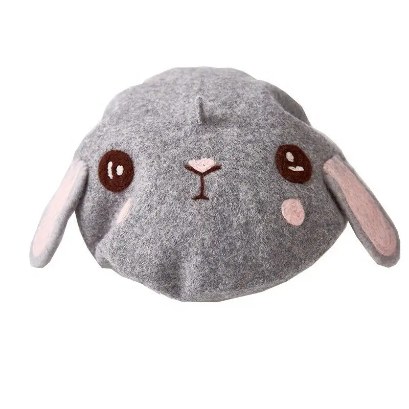 

Японский Лолита винтажная шапка Кролик шерстяной фетровый берет Кепка художник настоящий серый подарок