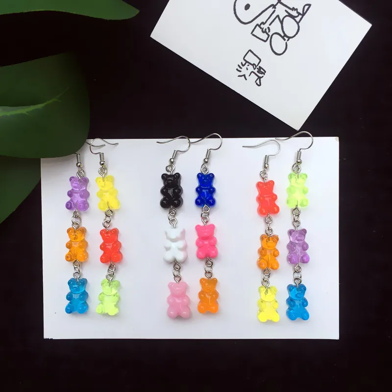 

Earrings for Women Resin Drops Handmade Gifts Cute Six Mixed Color cute Cartoon Bears Hanging Dangle Earring Gift Jewelry Party