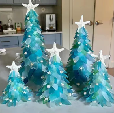 Starfish Christmas Tree Resin Ornaments Arts Crafts Jade Color Starfish Christmas Decorations Tabletop Decor Birthday Gifts