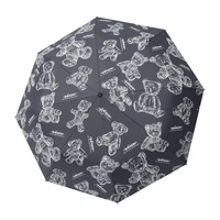cartoon bear automatic umbrella womens folding windproof umbrellas parasol for rain and sun three fold umbrella child travel