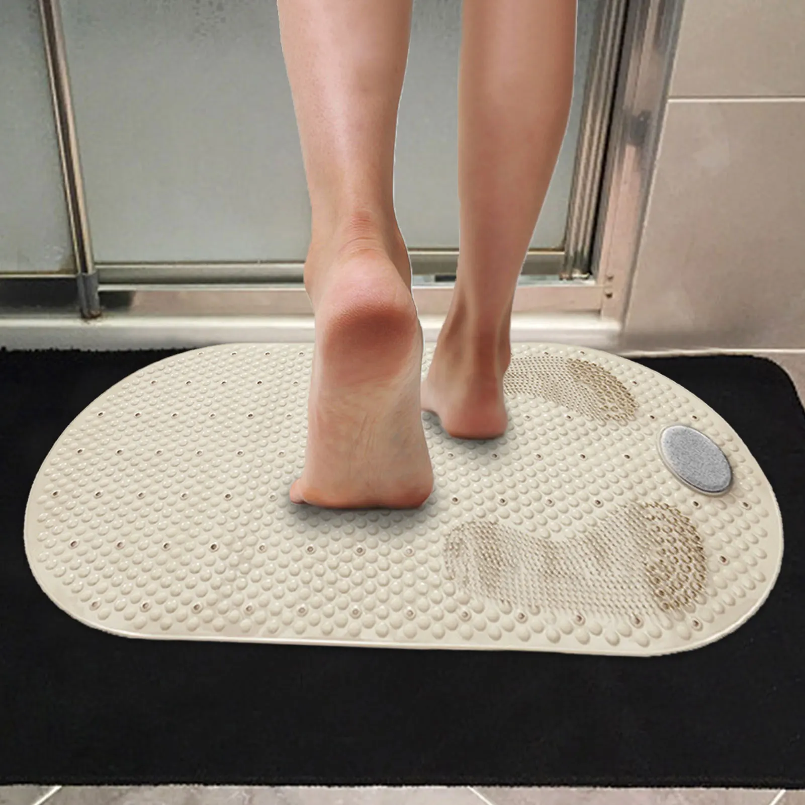 Non-Slip Bathtub Mat Foot Scrubber Shower With Pumice Feet Scrub Stone Bath Tub Oval Antislip Su | Дом и сад