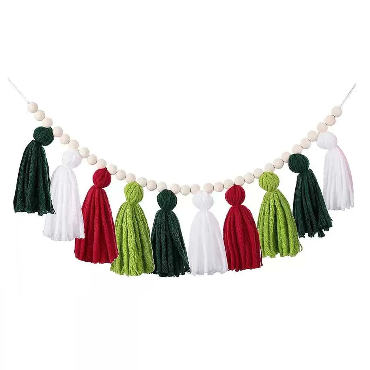 

Скандинавская хлопковая кисточка в стиле бохо, деревянная цепочка из бусин, ручная работа, для детской комнаты, настенная подвеска, реквизит для фото, декор для детской стены