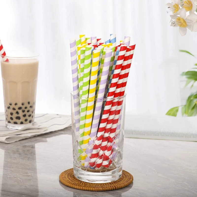 

500PCS Biodegradable Gold Paper Straws Bulk Straws For Birthday, Wedding, Celebrations And Party Supplies(Color Random)