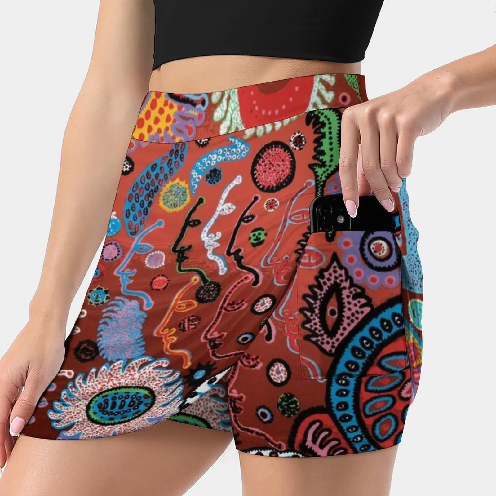 

Женская юбка Yayoi Kusama с грибком, теннисная юбка со скрытым карманом, юбки для гольфа, юбки для бадминтона, юбки для бега Yayoi Kusama Yayoi