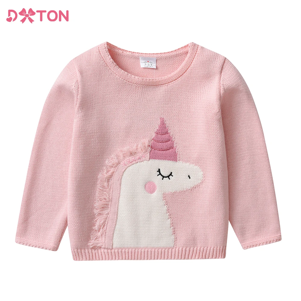

DXTON Winter Girls Sweater Pullover Children Knitted Sweaters Kids Unicorn Knitwear Girls Tops Toddler Outwear Knitting Clothes