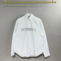 vetements white shirt men women 11 silver letter logo loose long sleeve top vetements shirt