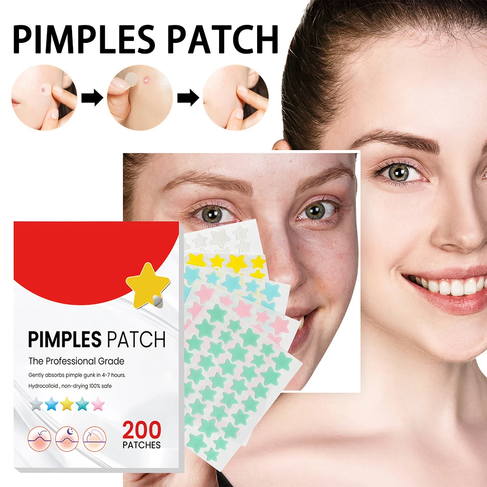 

200pcs/set Face Acne Pimple Patch 3 Sizes Face Hydrocolloid Acne Patches Professional Healing Absorbing Spot Sticker Covering