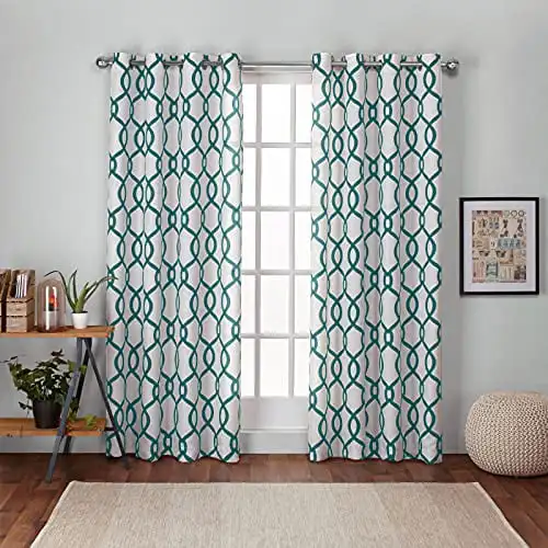 

Kochi Light Filtering Linen Blend Grommet Top Curtain Panel Pair, 54x96, Teal Door curtain Ethiopian home decor Pink curtains Fr