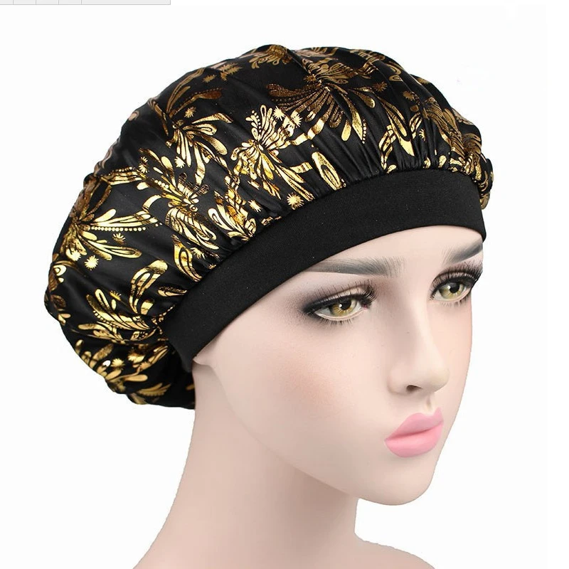 

Satin Nightcap Sleep Hair Caps Silky Bonnet Unisex Head Wrap Bath Cap Accessories Women Elastic Band Curly Springy Sleeping Hat