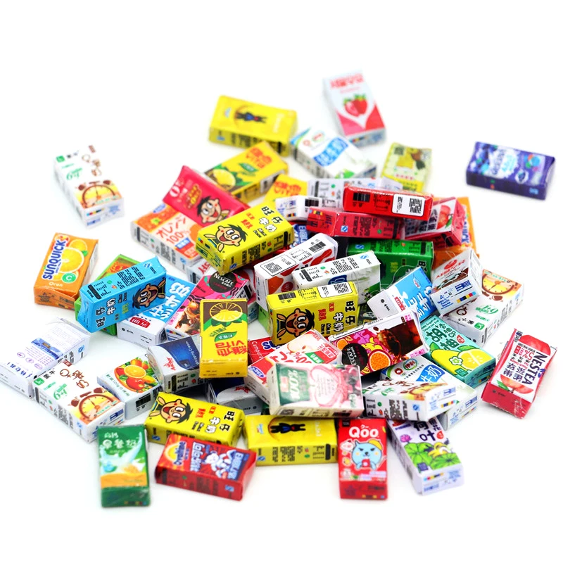 

Миниатюрная коробка с молочным соком, 5 шт., модель напитка, кукольный домик, декоративные аксессуары, детская игрушка для ролевых игр, для кукольного домика 1:6 1:12