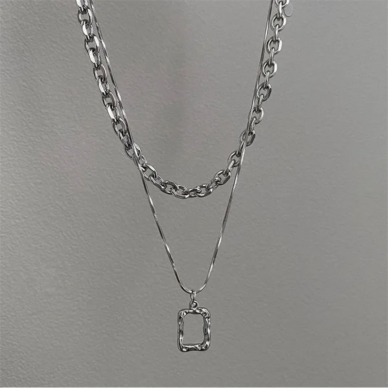 

2023 New Senior Fashion Women Pendant Necklaces Fine Double Link Chain Metal Heart Party Necklace Jewelry Gift