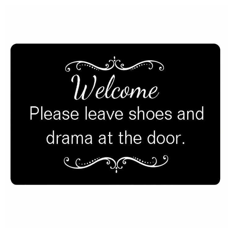 Забавный коврик с надписью Remove Your Shoes and Drama Придверный черный белый полосатый
