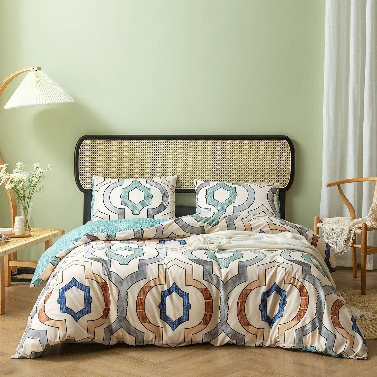 Комплект постельного белья с принтом листьев в скандинавском стиле