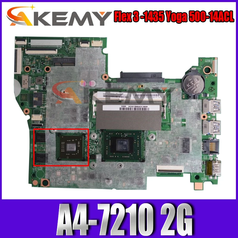 

For Lenovo Flex 3 -1435 / Yoga 500-14ACL Laptop Motherboard with CPU A4-7210 2G F5501 X3101 FRU 5B20J46139 DDR3100% Fully Tested