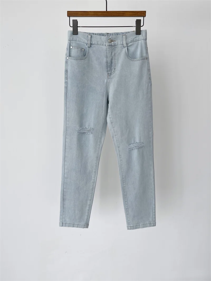 

2022 летние новые светильник рваные узкие джинсы для женщин