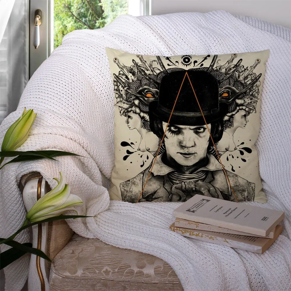 

Custom Clockwork Orange Movie Square Pillowcase Polyester Linen Velvet Printed Zip Decor Pillow Case Car 22119-38