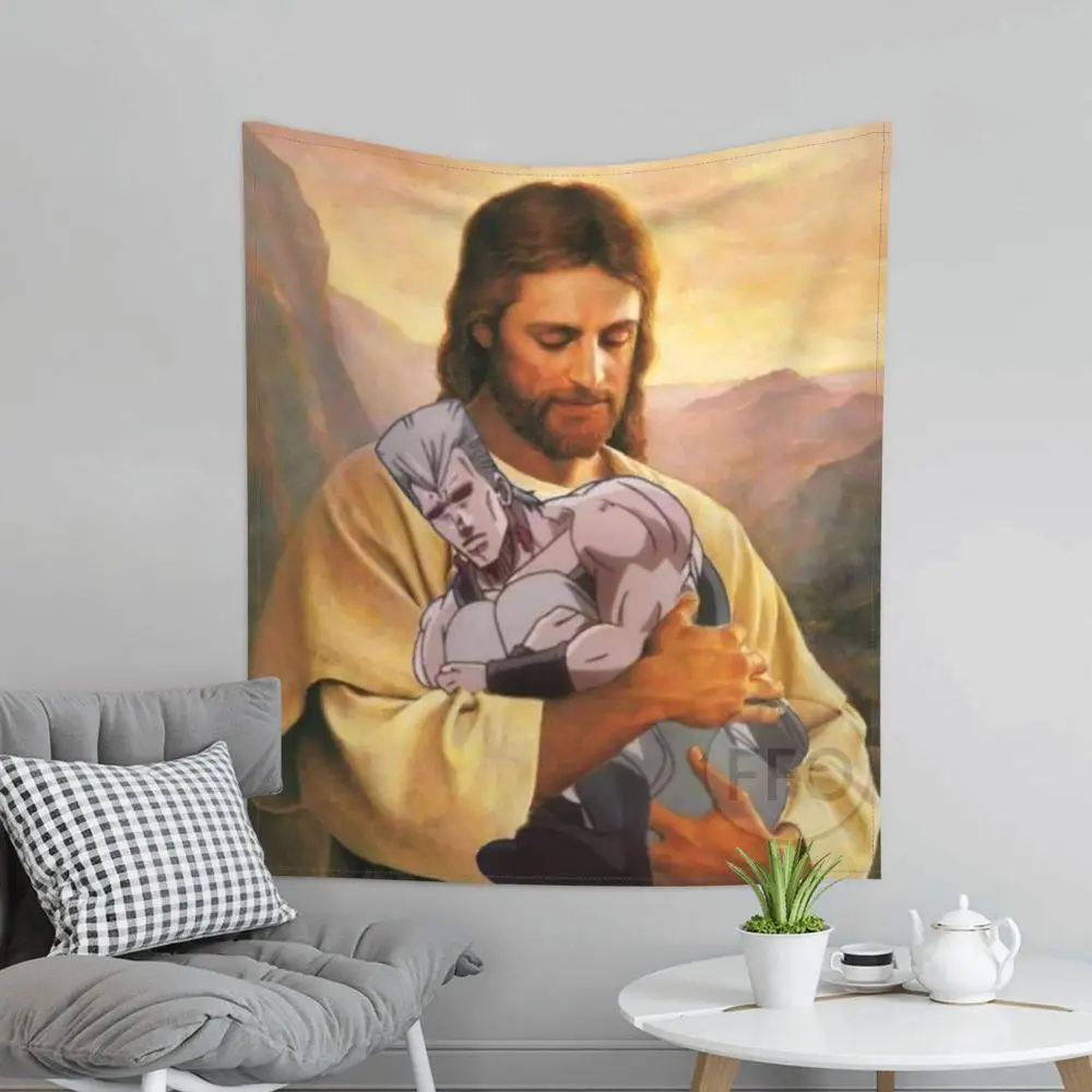 Гобелен в стиле аниме Невероятные приключения Джоджо гобелен с рисунком Иисуса и