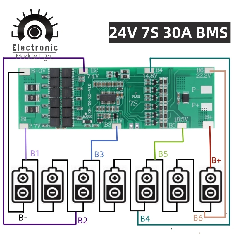 Плата заряда батареи SONGXIN BMS 7S 24 в 10 А 15 а 20 30 Li-Ion 18650 с функцией балансировки защита