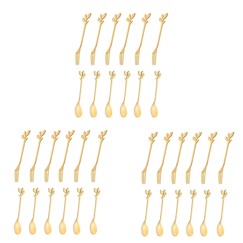 

36 Packs Of Stainless Steel Fork And Spoon Set, Ice Cream Tea Coffee Spoon Tableware Kitchen Tableware