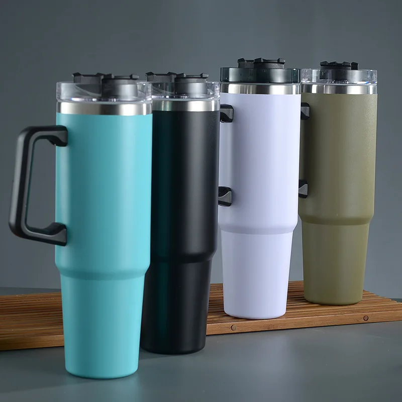 

40oz Tumbler With Handle Stainless Steel Thermos Cups Car Coffee Mug Outdoor Travel Water Bottle Double Decke Vacuum Ice Bar Cup