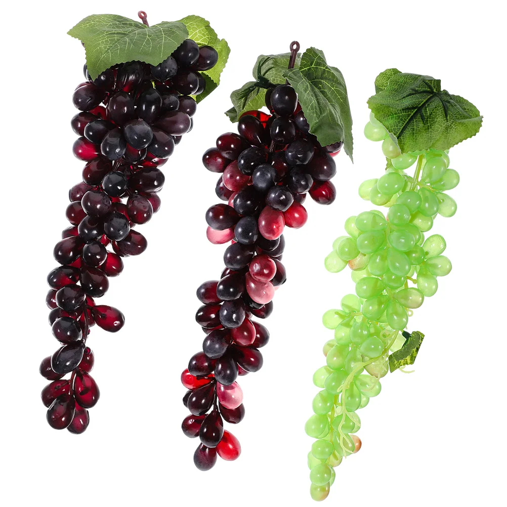 

3 Bunches Fake Fruit Grape Realistic Grape Photography Props Decorative Grape