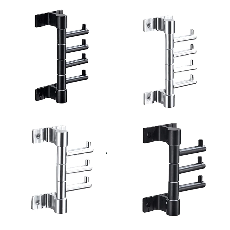 

367D Rotatable for KEY Hooks Space Aluminum Coat Hanger Towel Holder Modern 3/4 Claws Wall Hooks for Hanging Hat, Bag, Rope