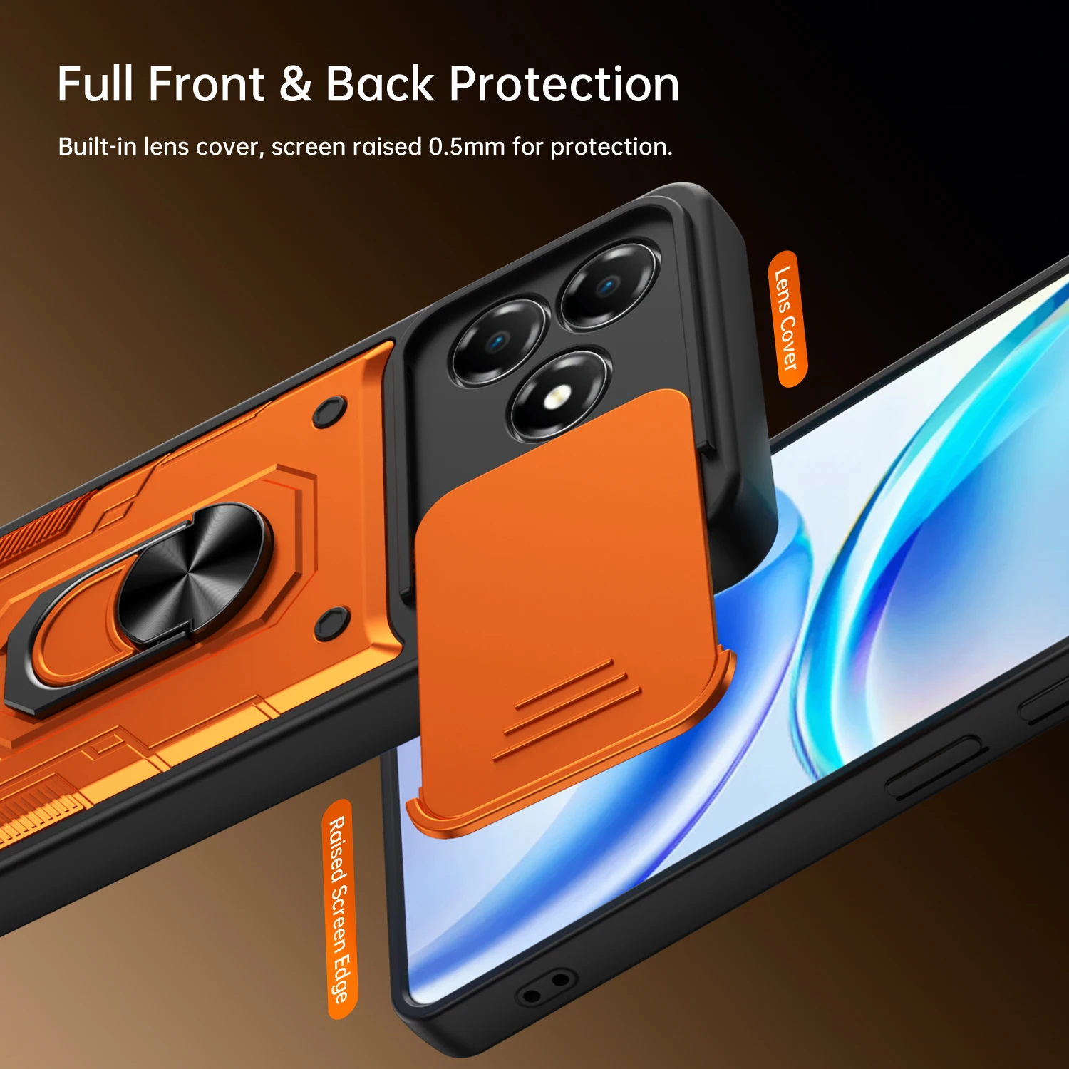 Фото Чехол Nanshan Armor для ZTE Blade A36 Z2472 с защитой камеры, металлическим кольцом-подставкой и противоударным покрытием №3