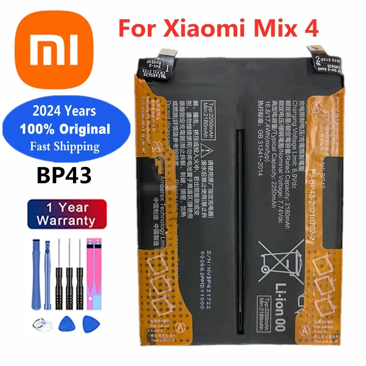 Новый Xiao mi 100% оригинальный аккумулятор для Xiaomi Mi Mix2 Mix2S Mix3 Mix4 Mix 4 3 2 2S 1 BP43 BM3B BM3K BM4C