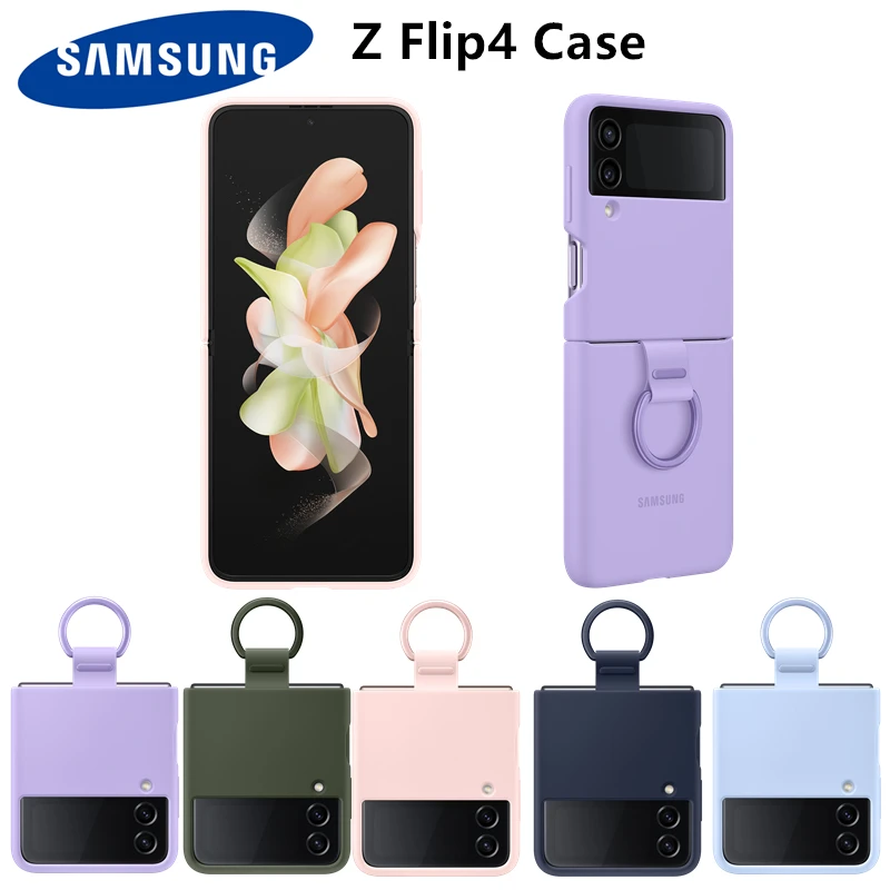 

Original Samsung Z Flip4 5G Silicone With Ring Case For Samsung Galaxy Z Flip 4 Phone Cover Clear Cases, EF-PF721