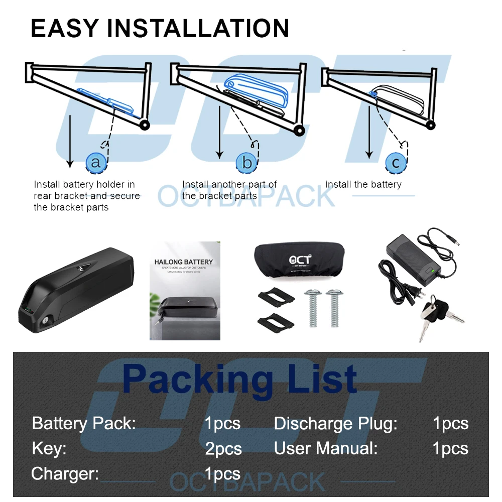 Литий-ионный аккумулятор для электровелосипеда Hailong G70 48 В 20 Ач 36 500 52 в 1000