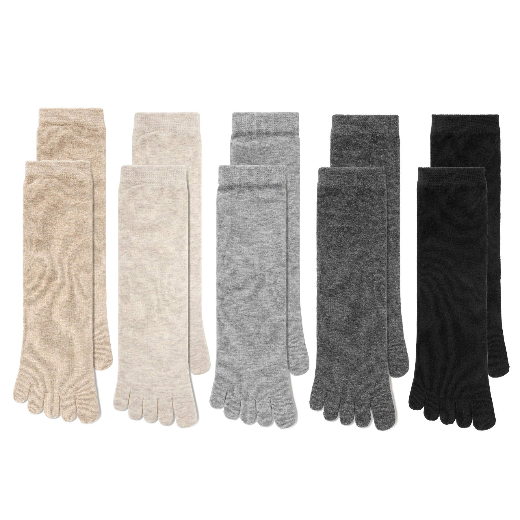 

Unisex Toe Socks Men and Women Five Fingers Socks Breathable Cotton Socks Sports Running Solid Color Black White Grey Happy Sock