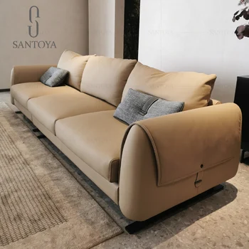 Santo elegant light luxury high-end living room Baxter minimalist sofa combination small family net red leather furniture
