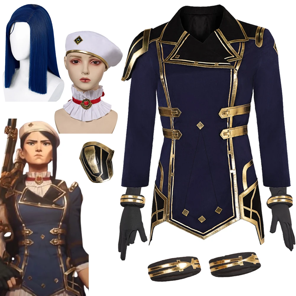 Arcane Кейтлин Кирамман Косплей Фантазия Парик Куртка Шляпа Костюм Маскировка Для