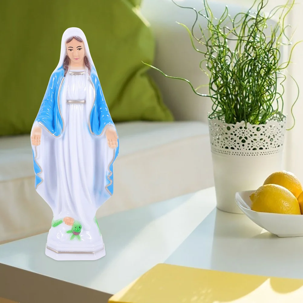 

Catholicism Adornment Plastic Madonna Ornament Outdoor Sculpture Miniature Virgin Mary Church Desktop Decoration Statue