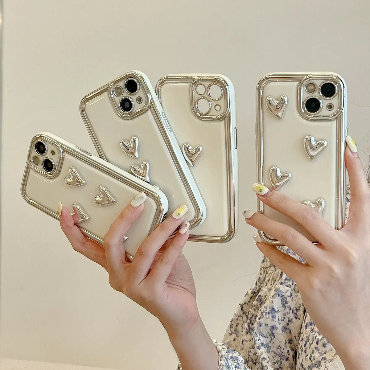 

For iPhone 14 Pro Max Electroplated Love Heart Phone Case For iPhone 11 12 13 Pro Max Soft Silicone Camera Protective Covers