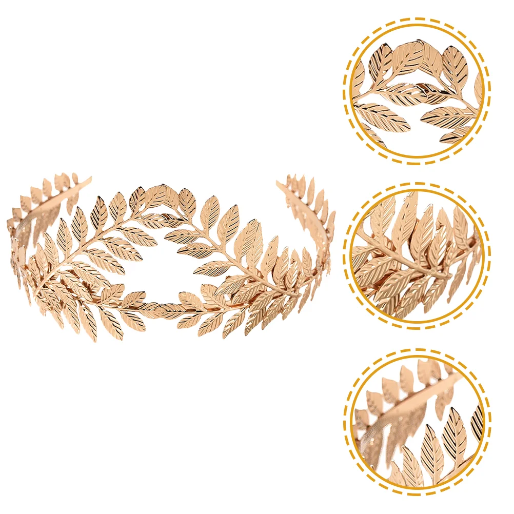 Leaf Headband Wedding Tiara Bridal Headpiece Gold for Bride Alloy Roman Wreath Bridesmaid