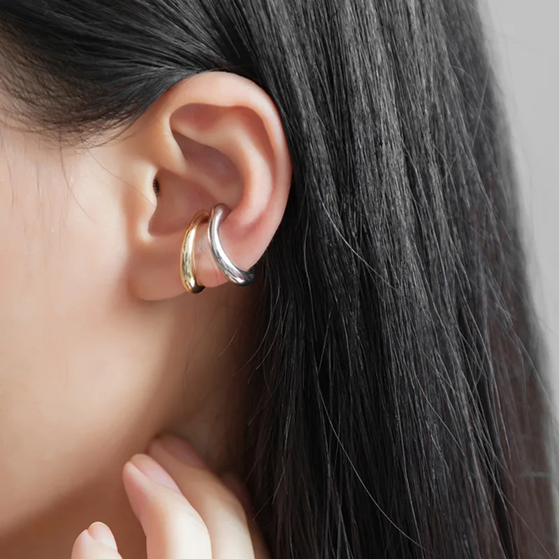 AOMU 2020 корейские модные металлические серьги-клипсы для ушей геометрической