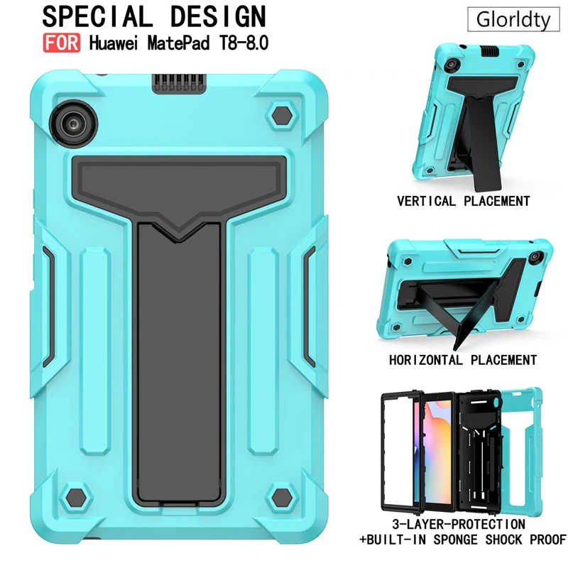 

Shockproof Tablet Cover Fundas for Huawei Mate Pad MatePad T8 8.0 KOBE2 W09 L09 L03 Case Coque Hard PC TPU Silicone Stand Shell