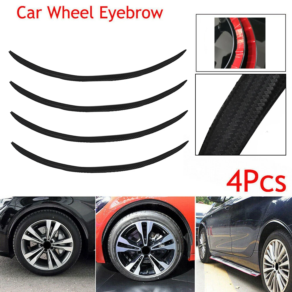 

4pcs Carbon Fiber Car Fender Flare Extension Wheel Eyebrow Soft Rubber Arch Trim Protector Lip 73cm*2.5cm