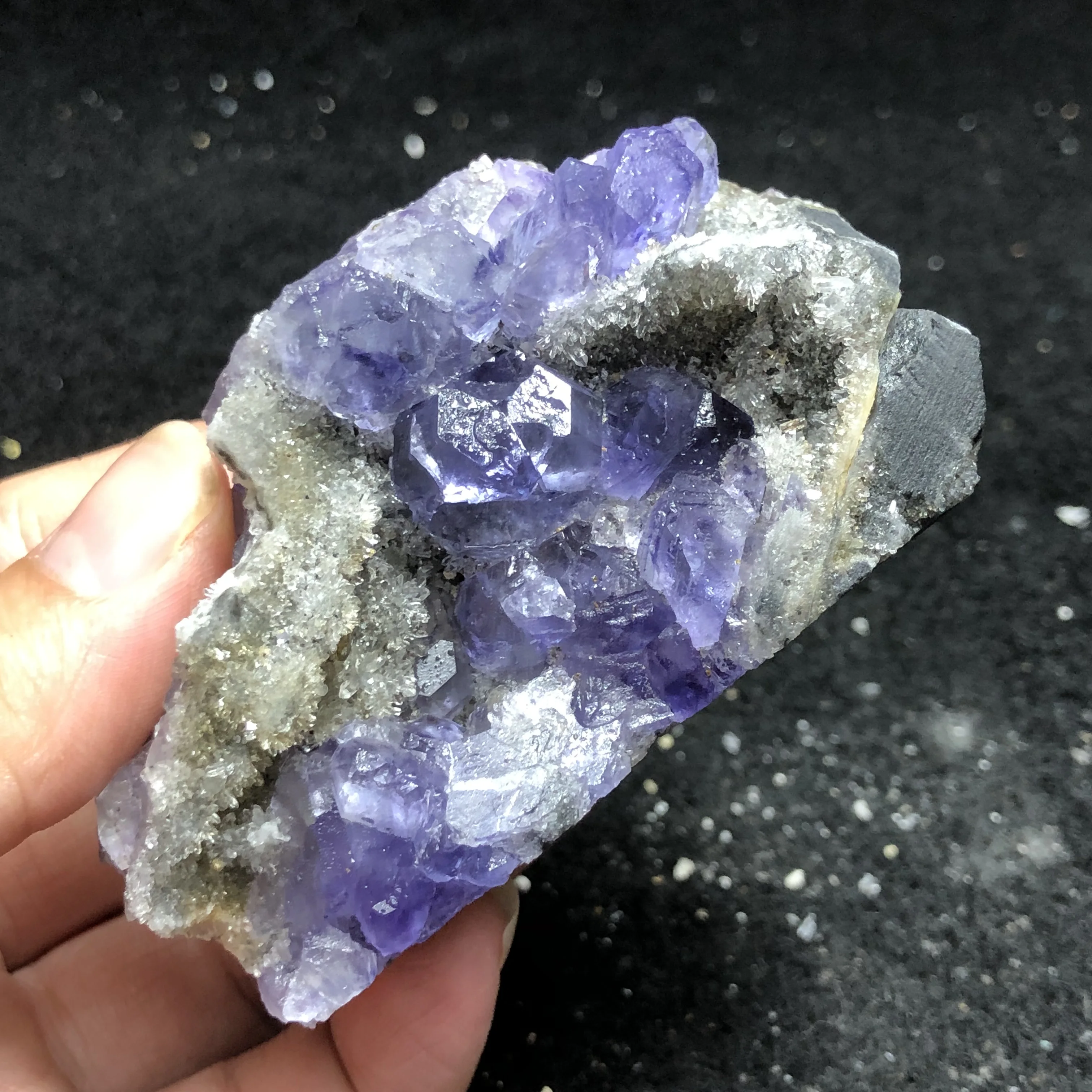 

40gNatural rare purplish blue fluorite and quartz mineral specimens heal halo vein original stone for home decoration