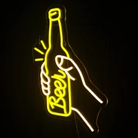 hand holding beer bottles neon sign hand led neon light beer letters decorative wall lights for bar pub store shop birthday part