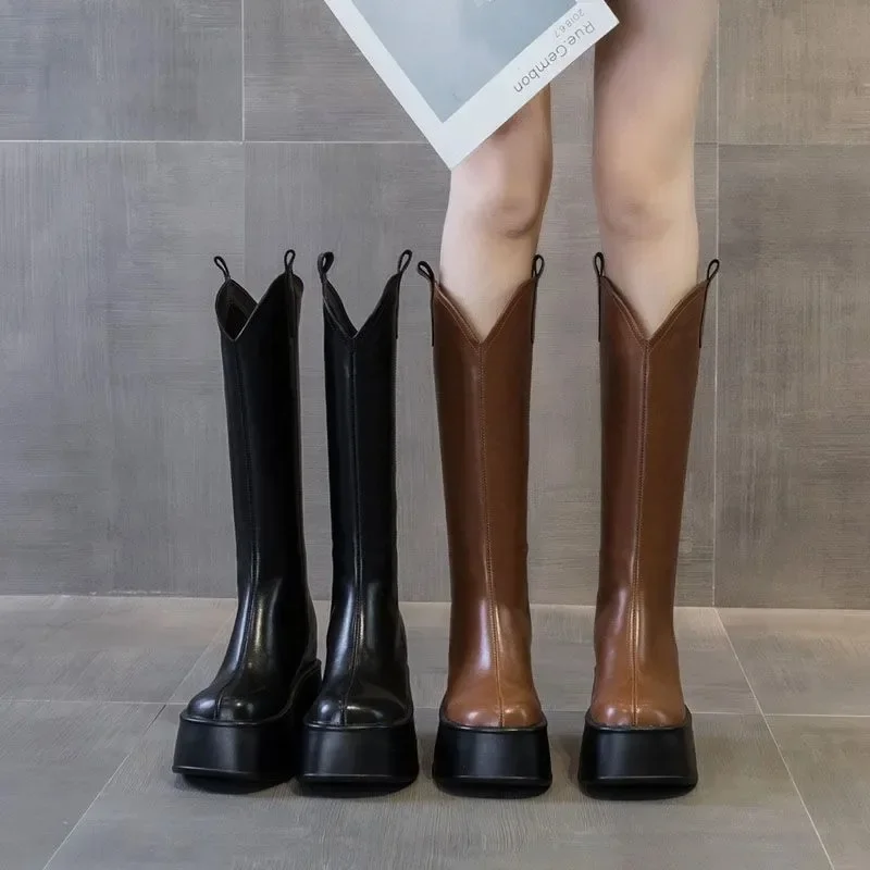 Женские сапоги Челси из натуральной кожи с плюшевой подкладкой 11 см