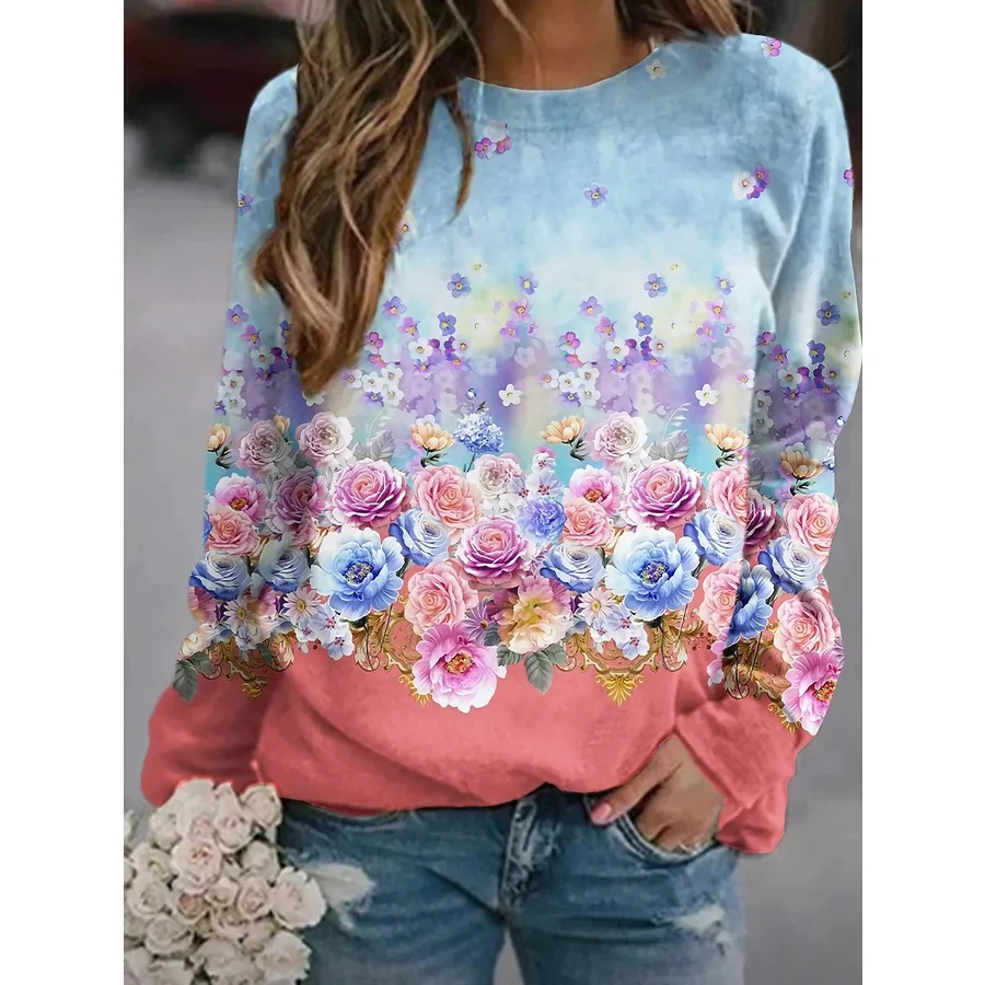 

[New In] Women Casual T Shirt 3D Print Floral Pattern O-Neck Street Casual Oversized Tops Plus Size