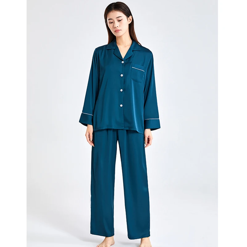 Satin Ice-Silk Pajamas Women Home Clothes White Pyjamas 2023 PJ Full Sleeve Sleepwear Women Nightwear Bedroom Pijamas Femme