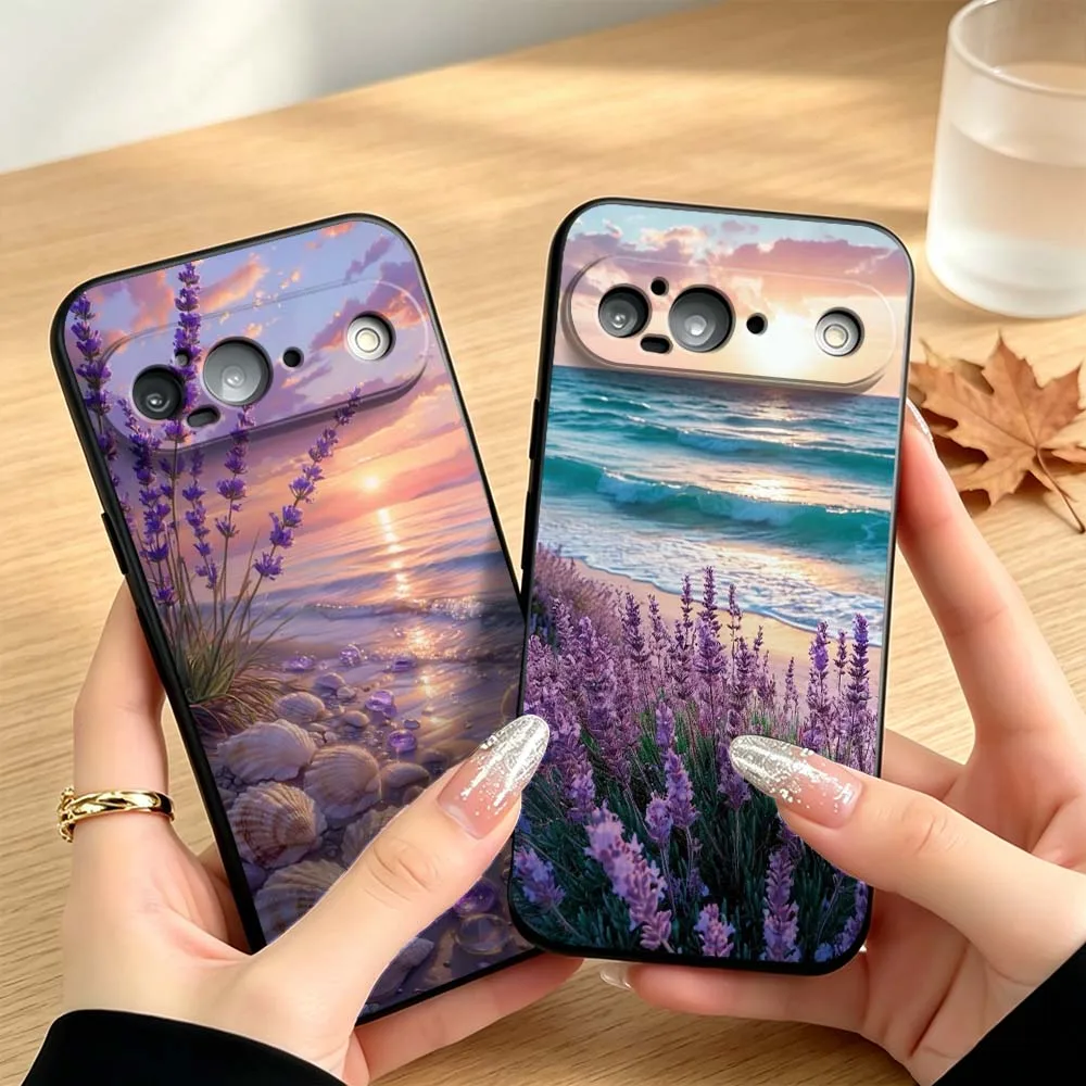 Фото Чехол для телефона с узором в виде облаков и цветов для Google Pixel 10, 10A, 9, 8, 7, 9a, 8A, 7a, 6a, XL, Pro, 5G, черный №1
