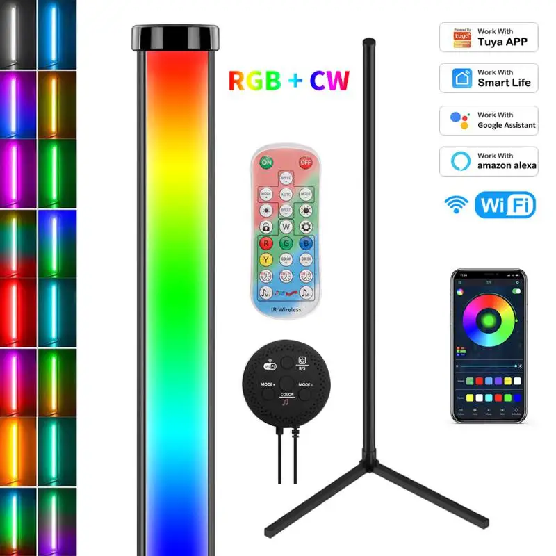 

Wireless LED Corner Light WIFI Bluetooth 20w Dimmable RGB Corner Floor Light Color Changeable WiFi Flood Lamp New Tuya