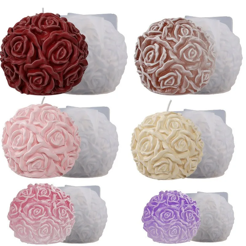 

DIY Round Multiple Styles Rose Flower Candle Ball Silicone Mold Handmade Soap Ice Aromatherapy Epoxy Resin Molds