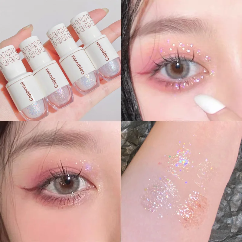 

6 Colors Glitter Liquid Eyeshadow Highlighter Waterproof Pearlescent Shiny Eye Shadow Sequins Lying Silkworm Makeup Cosmetic