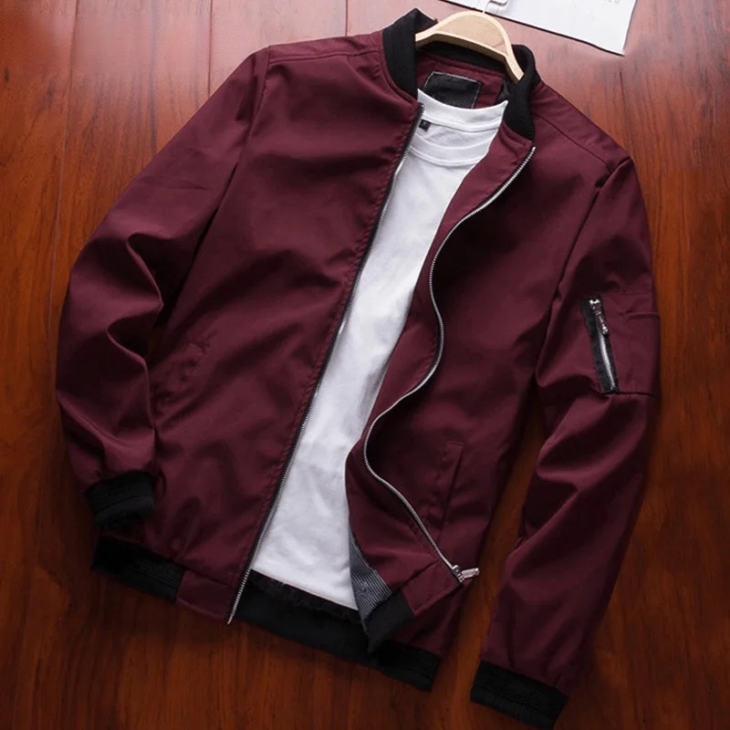 

Men's Long Sleeved Baseball Jacket, Slim Cut, Zippered, Brand Coat